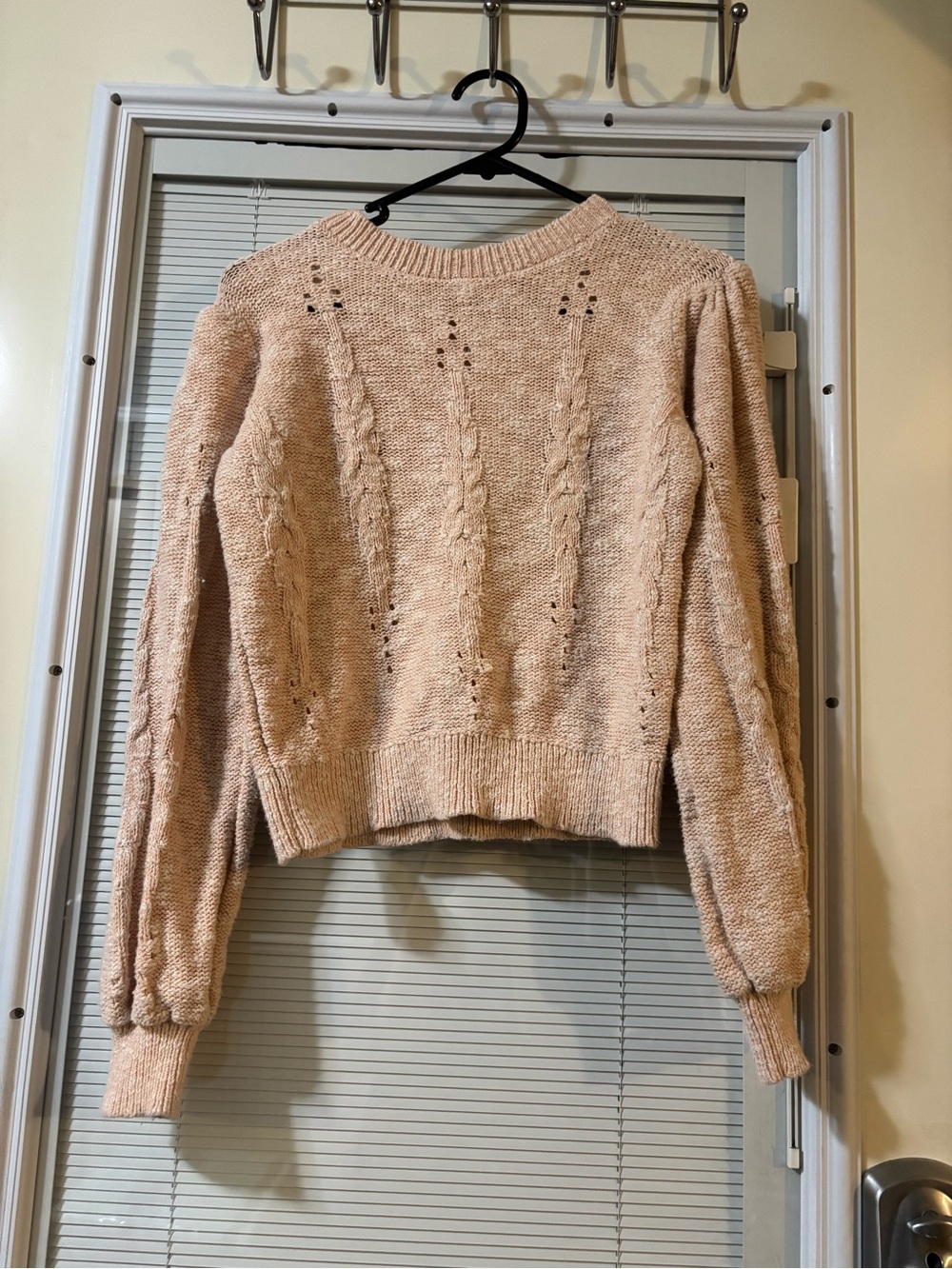 ✨3/$15 Gentle Fawn Blush Cable-Front Crewneck Sweater